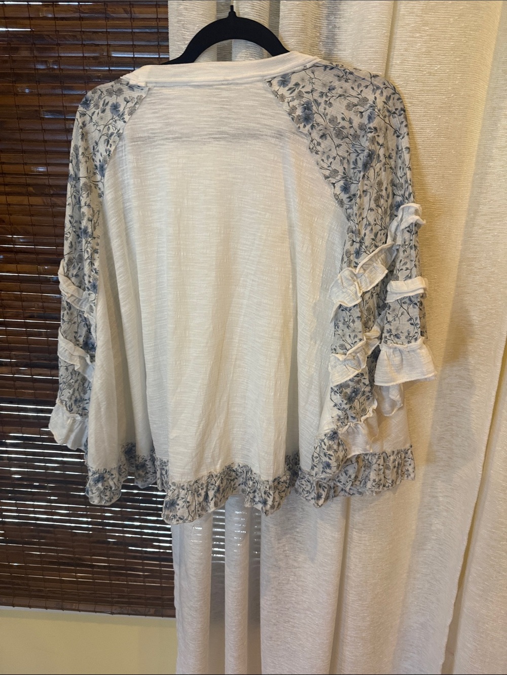 POL Cream and Blue Floral Lace-Trim Boho Tunic - Picture 7 of 7
